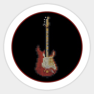 Tiled Pixel 1965 Lenny Guitar in a Black Circle Sticker